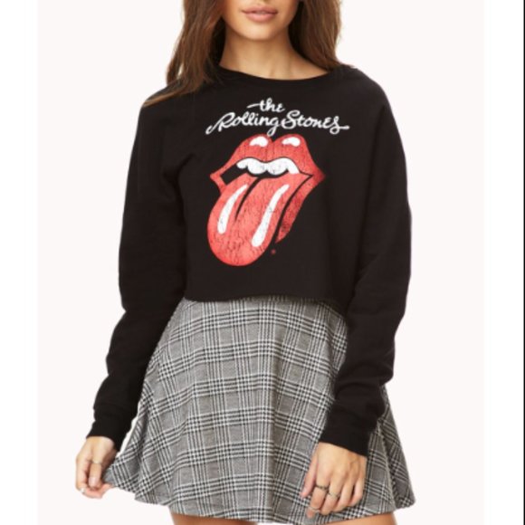 Bravado Tops - Forever 21 Bravado The Rolling Stones Lips Tongue Sweatshirt BLACK Size Small